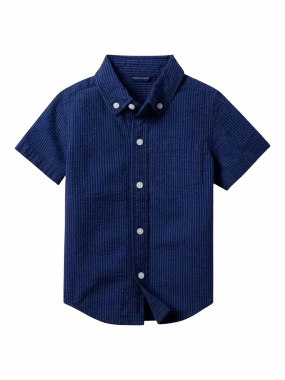 Janie and Jack Navy Short Sleeve Button-Down Shirt in size 4